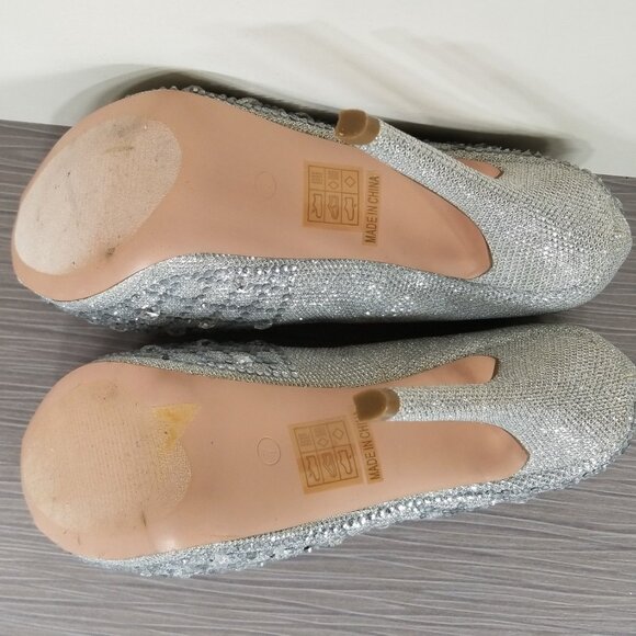 Lauren Lorraine Candy Crystal Peep Toe Pump, Silver, Womens Size 7 M - Picture 11 of 12